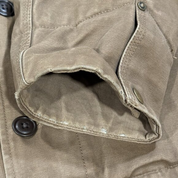 VTG 90s Y2K Chore Barn Coat Tan Work Wear Canvas Cotton Gap Jacket Mens Large - Picture 11 of 16